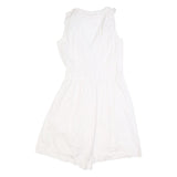 MAX&CO Womens White Cotton Blend Wrap Dress Sleeveless Short UK 8 Summer