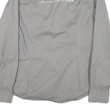 HARLEY DAVIDSON Womens Grey & Orange Racing Shirt L Cotton Blend Casual Fit Long