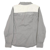 HARLEY DAVIDSON Womens Grey & Orange Racing Shirt L Cotton Blend Casual Fit Long