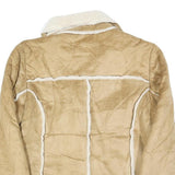 WINDRIVER Womens Beige & Cream Button Jacket M Polyester Sherpa Faux Suede