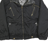 HOT SPICES Womens Black Reversible Zip Jacket L Polyester Blend Plain