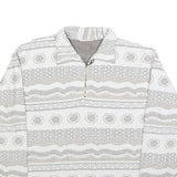 NEWPORT Womens White & Grey Patterned Collared Sweatshirt L Cotton Blend Long