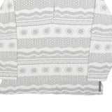 NEWPORT Womens White & Grey Patterned Collared Sweatshirt L Cotton Blend Long