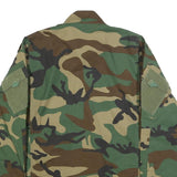 Mens Green & Brown Camouflage Zip Jacket L Cotton Blend Military Style Outdoor