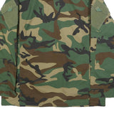 Mens Green & Brown Camouflage Zip Jacket L Cotton Blend Military Style Outdoor