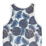 ADIDAS Mens Blue White Graphic Vest S Sleeveless Crew Neck Sportswear