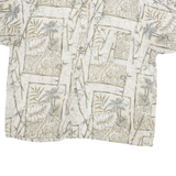 PURITAN Mens Beige & Grey Pattern Cotton Blend Shirt XL Casual Short Sleeve