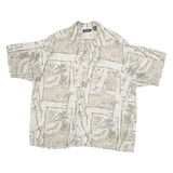 PURITAN Mens Beige & Grey Pattern Cotton Blend Shirt XL Casual Short Sleeve