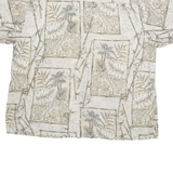 PURITAN Mens Beige & Grey Pattern Cotton Blend Shirt XL Casual Short Sleeve