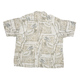 PURITAN Mens Beige & Grey Pattern Cotton Blend Shirt XL Casual Short Sleeve