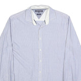 TOMMY HILFIGER Mens Blue Shirt L Cotton Blend Long Sleeve Button Formal