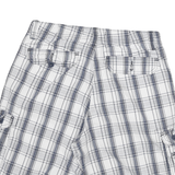 LEE Mens White & Blue Checked Cargo Shorts XL W32 Casual Summer Cotton Blend