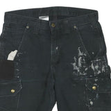 CARHARTT Mens Shorts Black Casual Cargo Paint Splatter M W30 Workwear Utility
