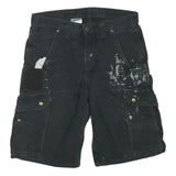 CARHARTT Mens Shorts Black Casual Cargo Paint Splatter M W30 Workwear Utility