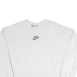 NIKE Womens White Crew Neck M Cotton Blend Sweatshirt Crop Logo Pullover