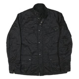 BARBOUR INTERNATIONAL Mens Black Quilted Jacket 2XL Polyester Blend Button