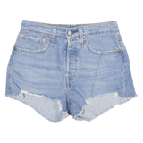 LEVI'S Womens Denim Blue Cut-Off Shorts M W26 Casual Distressed Hem