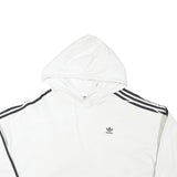 ADIDAS Womens White Hoodie UK 12 Cotton Blend Cropped Oversized Casual