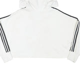 ADIDAS Womens White Hoodie UK 12 Cotton Blend Cropped Oversized Casual
