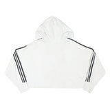 ADIDAS Womens White Hoodie UK 12 Cotton Blend Cropped Oversized Casual