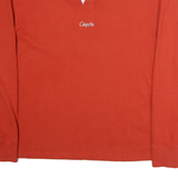 CHIPOTLE Mens Red & White Long Sleeve Plain Polo Shirt L Casual Cotton