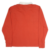 CHIPOTLE Mens Red & White Long Sleeve Plain Polo Shirt L Casual Cotton