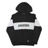 STARTER Mens Black & White Colourblock Pullover Hoodie L Cotton Blend Casual
