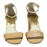 MICHAEL KORS Womens Leather Ankle Strap Block Heel Sandals Beige UK 7.5 Stylish