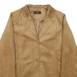 EMPORIO Womens Beige Suede Button Jacket M Plain Classic Blazer Style