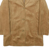 EMPORIO Womens Beige Suede Button Jacket M Plain Classic Blazer Style