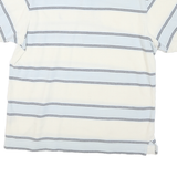 NAUTICA Mens White & Light Blue Striped Short Sleeve Polo Shirt S Classic Cotton