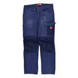 Hard Yakka Double Knee Cargo Trousers - 34W 32L Blue Cotton