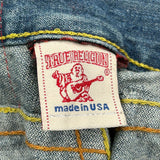 True Religion Contrast Stitch Denim Shorts - 34W 12L Blue Cotton