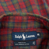 Ralph Lauren Checked Flannel Shirt - XL Green Cotton