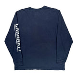 Carhartt Spellout Long Sleeve T-Shirt - Large Blue Cotton