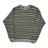 Farah Striped Sweater - XL Gray Acrylic