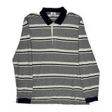 Lacoste Striped Long Sleeve Polo Shirt - 2XL Navy Cotton
