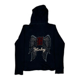Harley Davidson Studded Hoodie - Large Black Cotton Blend