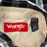 Wrangler Checked Short Sleeve Shirt - Medium Black & White Cotton