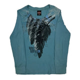 Harley Davidson Graphic Long Sleeve T-Shirt - Large Blue Cotton