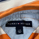 Tommy Hilfiger Striped Polo Shirt - Large White Cotton
