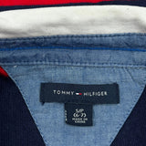 Age 6-7 Tommy Hilfiger Striped Rugby Shirt - Small Navy Cotton