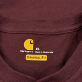 Carhartt Long Sleeve T-Shirt - XL Burgundy Cotton