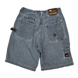 Phat Farm Double Knee Denim Shorts - 32W 11L Grey Denim
