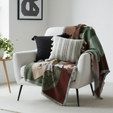 Anycozy Brown Faux Cashmere Throw Blanket – Sofa Cover with Human Cartoon Design, Tassels, Soft Picnic & Camping Mat