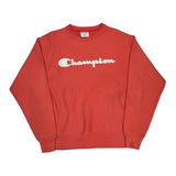 Reverse Weave Champion Spellout Sweatshirt - Large Red Cotton