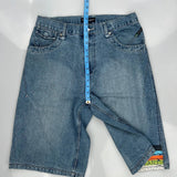 Encye Graphic Denim Shorts - 34W 13L Blue Cotton