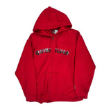 Vintage Quiksilver Spellout Hoodie - Medium Red Cotton Blend