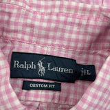 Ralph Lauren Checked Short Sleeve Shirt - Large Pink Cotton