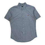 Ralph Lauren Slim Fit Short Sleeve Shirt - Large Blue Cotton